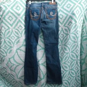 SEVEN FOR ALL MANKIND SIZE 27 BLINGY RIVETS POCKETS EMBROIDERED JEANS